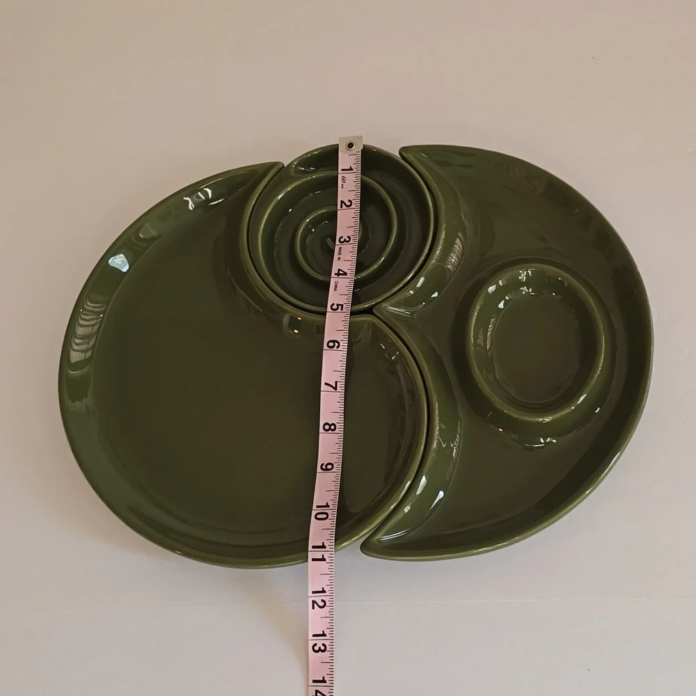 New Open Box Royal Doulton Bay Leaves 3 pcs Chip Dip Dark Green Portugal